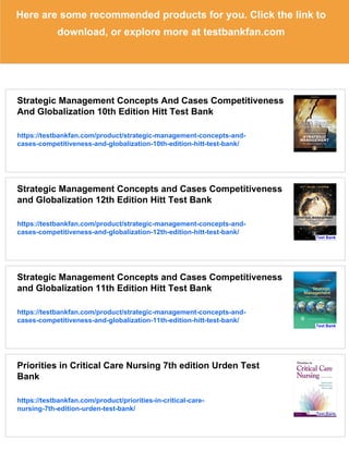 Strategic Management Concepts and Cases Competitiveness and ...
