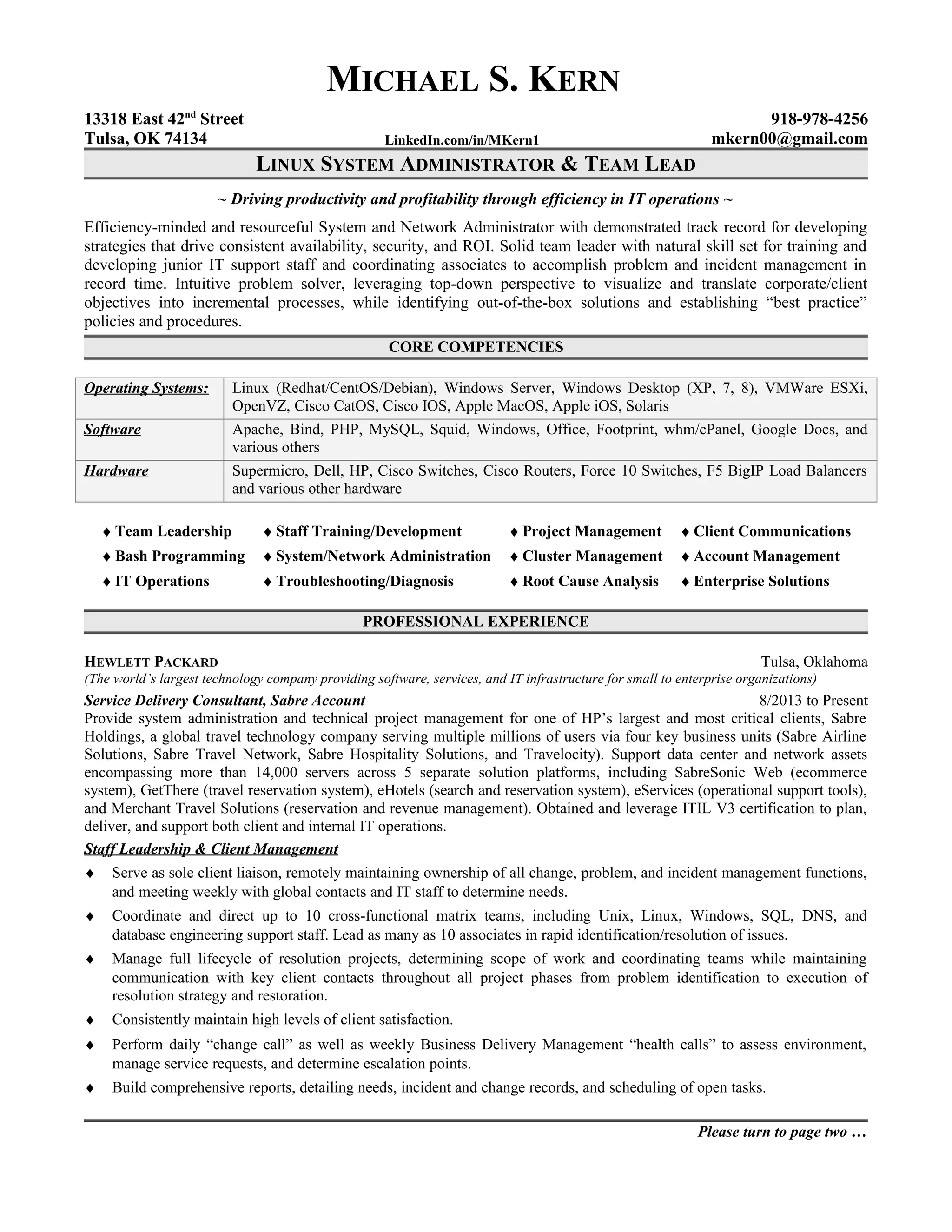 Kern, Michael - Professional Technology Resume v1 | PDF