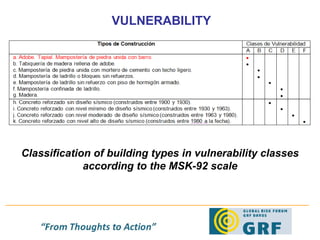 VULNERABILITY Classification of building types in vulnerability classes according to the MSK-92 scale 