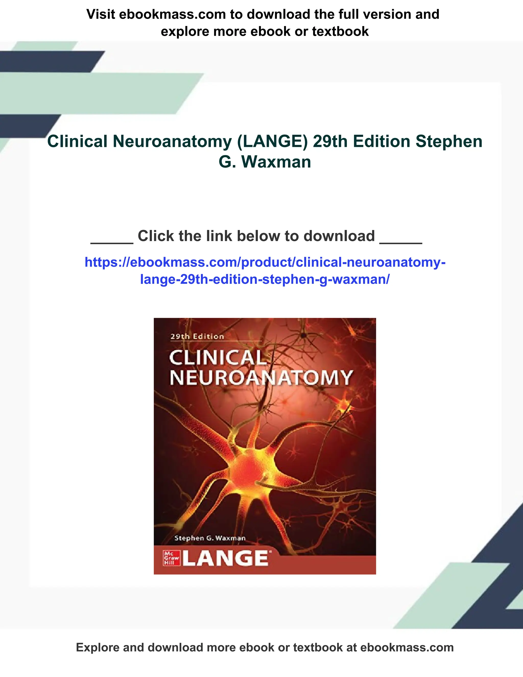 Clinical Neuroanatomy (LANGE) 29th Edition Stephen G. Waxman | PDF