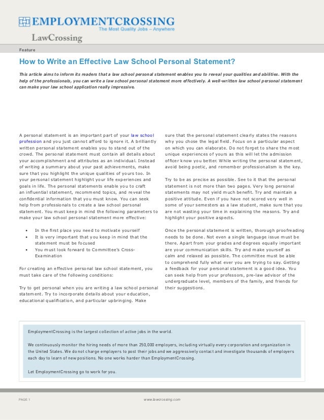 tips on writing a personal statement for law school