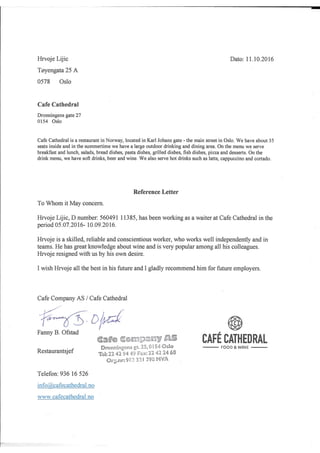 REFERENCE LETTER (CAFE CATHEDRAL)