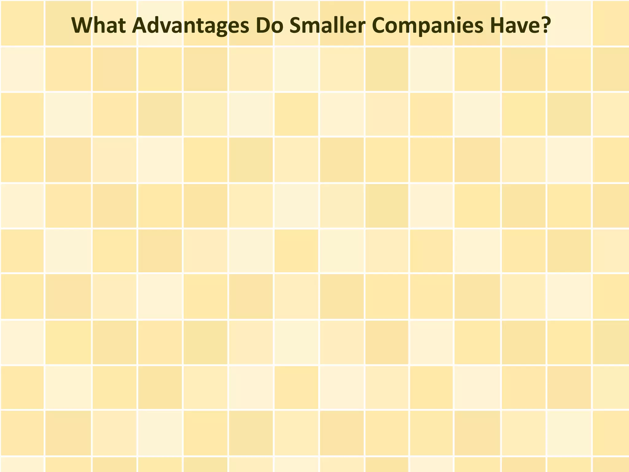 What Advantages Do Smaller Companies Have?
 