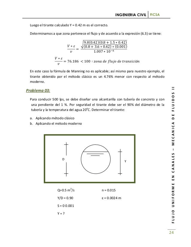 Se tiene un canal trapezoidal de 2m de espejo de agua