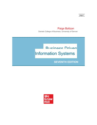 BUSINESS DRIVEN INFORMATION SYSTEMS 7th Edition Paige Baltzan | PDF