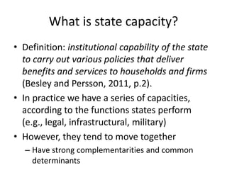 The Determinants of State Capacity in Developing Economies: Politics ...