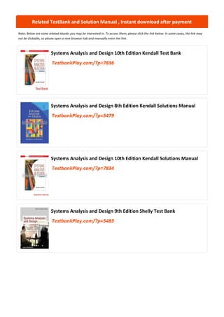 Comprehensive Systems Analysis and Design 9th Edition Test Bank | PDF