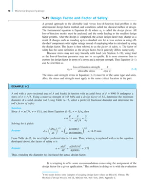Design Factor Definition Shigley's Mechanical Engineering Design in SI Units (11th Ed.) 11th ...