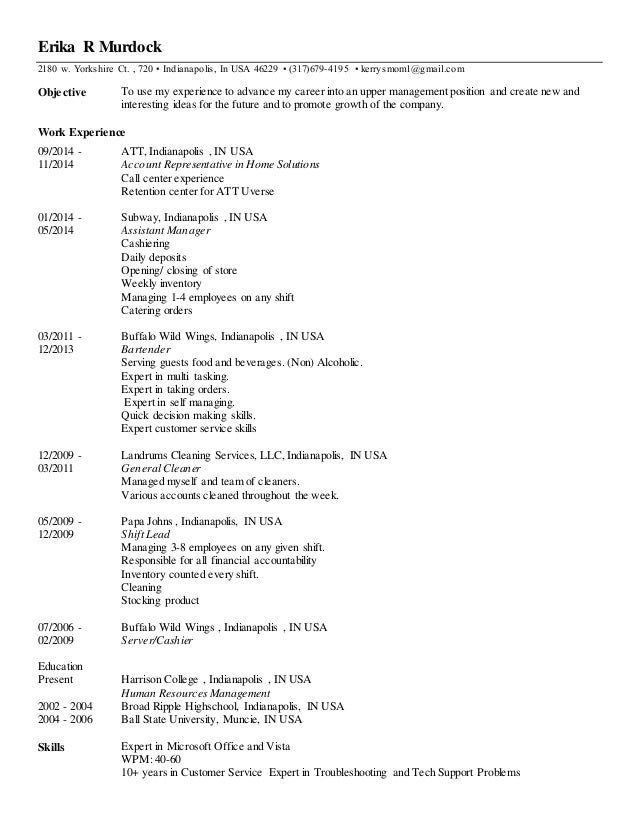 buffalo wild wings resume