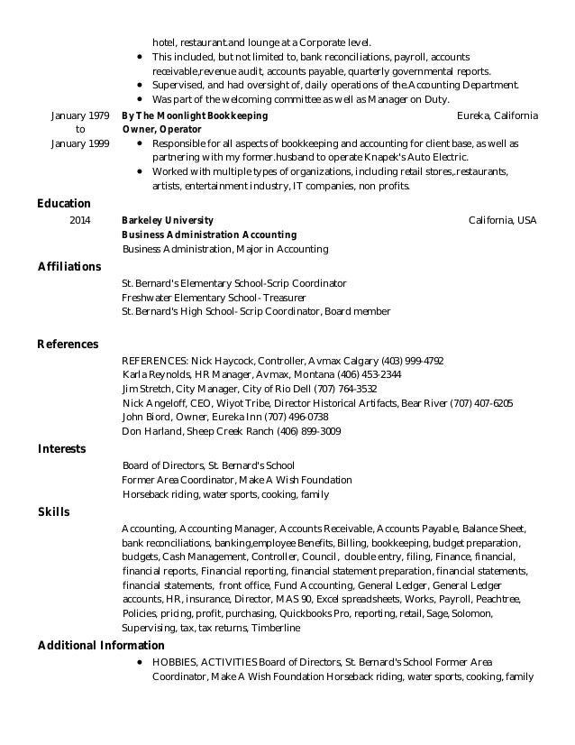 bank reconciliation resume