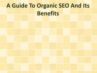 A Guide To Organic SEO And Its
           Benefits
 