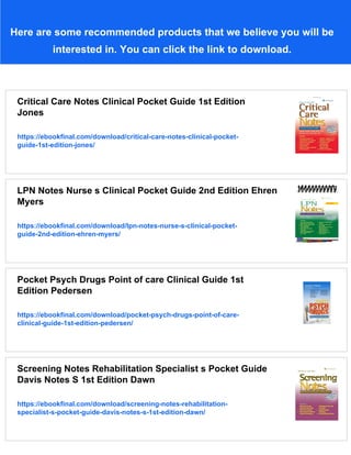 Lpn Notes Critical Care Notes Clinical Pocket Guide 2nd Edition Janice Jones | PDF