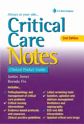 Critical Care Notes Clinical Pocket Guide 2nd Edition Janice Jones | PDF