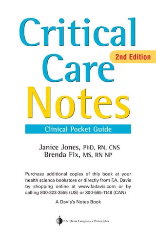 Critical Care Notes Clinical Pocket Guide 2nd Edition Janice Jones | PDF
