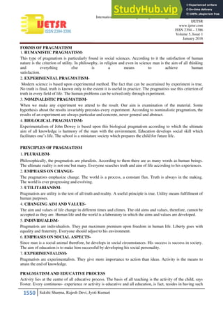 549 Pragmatism In Education | PDF