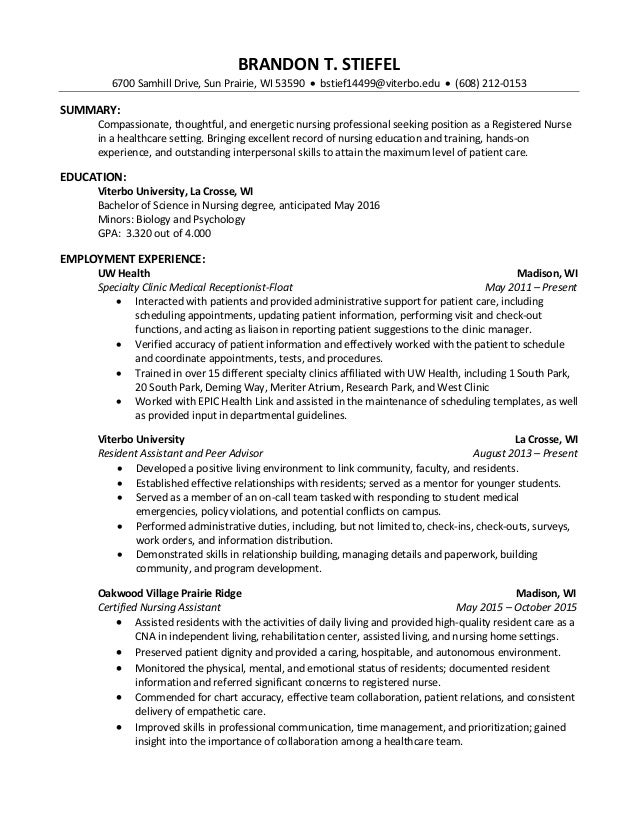 professional nursing resume brandon stiefel nursing professional resumes