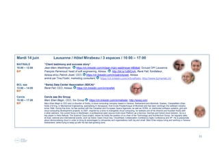 11
Mardi 5 avril Lausanne / Hôtel Mirabeau / Présentation écosystème aaa / 15:00 – 17:00
Salon Empire
Workshop Introduction - participation libre et offerte gracieusement par aaa
Consacré à la présentation de l’Ecosystème aaa et ses espaces
16:00 – 17:30 Merci d’honorer vos boissons directement au bar de l’Hôtel Mirabeau www.mirabeau.ch
Littérature http://www2.deloitte.com/us/en/pages/operations/articles/business-ecosystems-come-of-age-video.html
“A historic transition in the world of business in the 21st century : In recent years an important idea has been spreading around the world –
that businesses of many shapes and sizes can thrive and serve customers better as participants in “ecosystems” – more collaborative and
varied, more adaptive and nimble than traditional industry structures and value chains.”
Nous vous invitons à faire connaissance mutuelle et optimiser cette heure et demie pour vous introduire gracieusement notre Ecosystème
de la Fondation Abissa Alliances Academy et l’articulation des espaces et activités.
Les «anciens» et/ou membres de aaa sont les bienvenus pour témoigner en quoi l’Ecosystème aaa leur apporte de la valeur.
Mission de la fondation aaa
Le but de la Fondation aaa est de promouvoir le partage et le dialogue intergénérationnel entre
professionnels dans la perspective de les inspirer en les rassemblant autour d’espaces qui favorisent
les synergies, la création et la transmission de valeurs au sens large
 