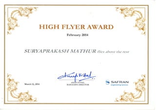 SAFRAN ENGINEERING SERVICES Performance Award_HIGH FLYER