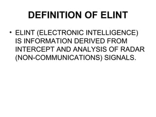 Elint Example Introduction to ELINT Analyses | PPT