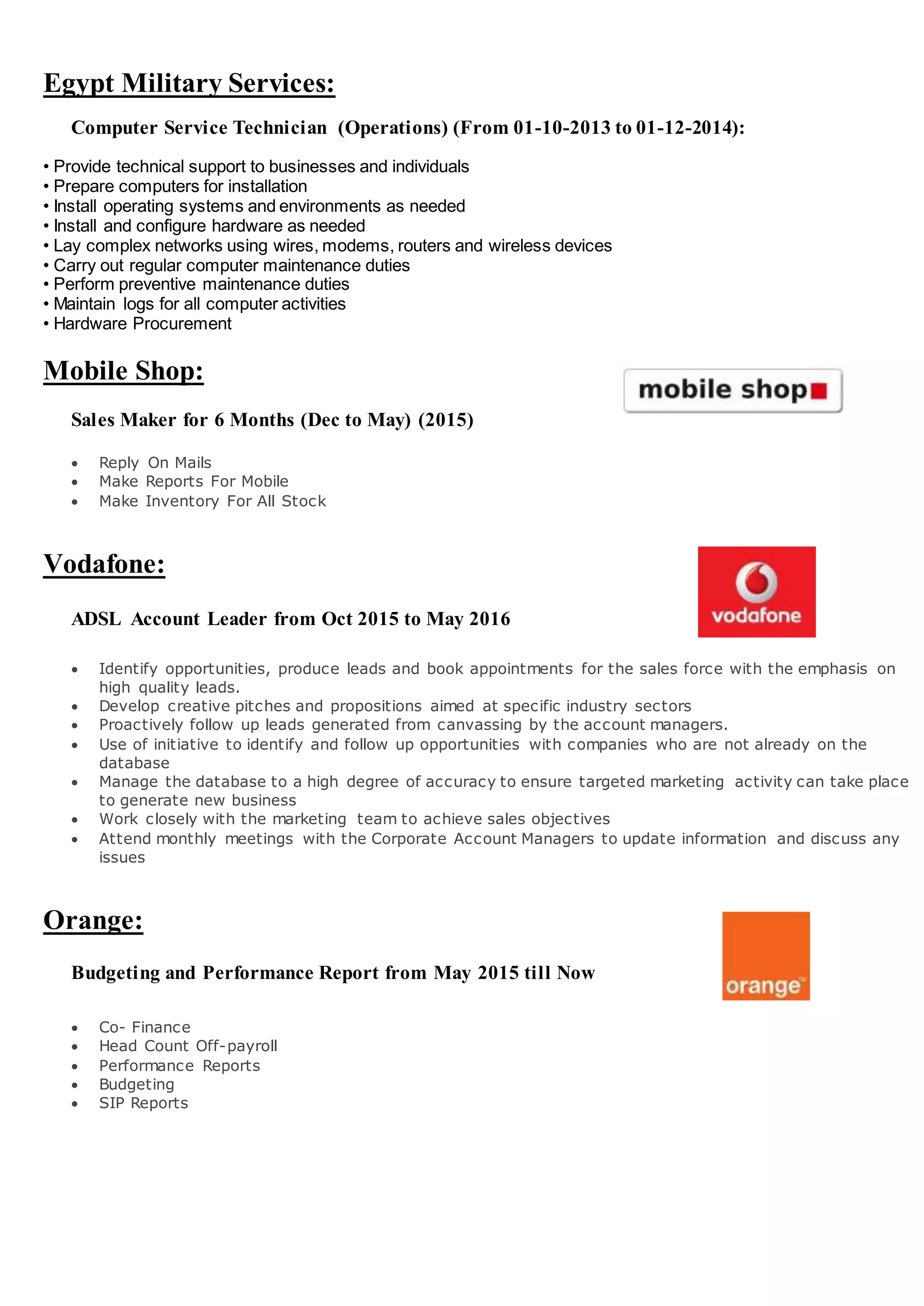 Mohamed Tahseen CV | DOCX | IT and Internet Support | Internet
