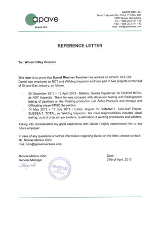 Reference Letter - Daniel Minchev Tenchev