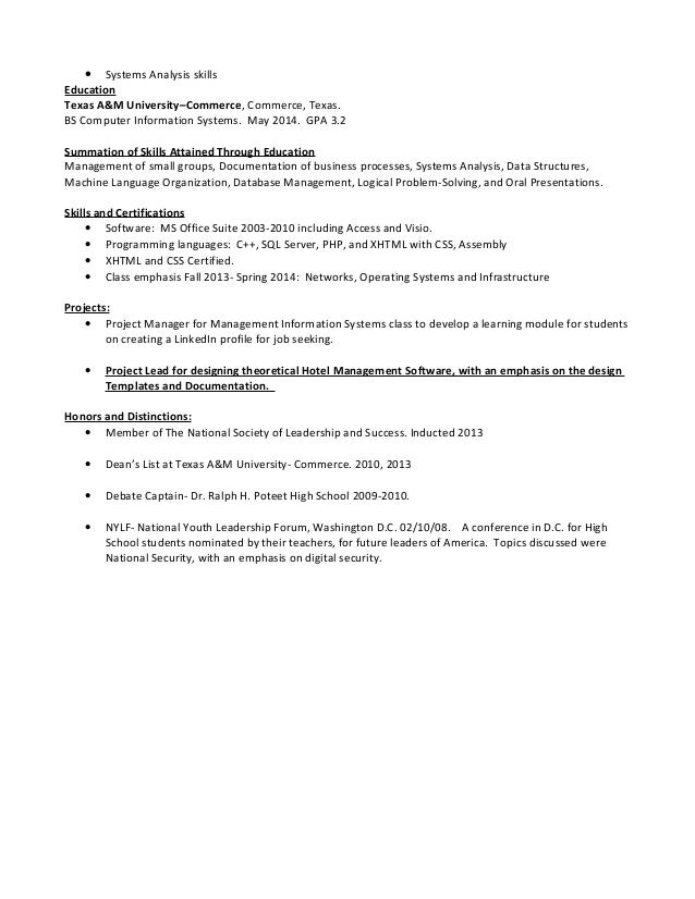 systems programmer resume
