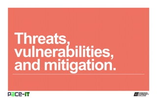 Threats,
vulnerabilities,
and mitigation.
 