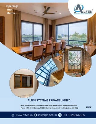 WFM | NOVEMBER-DECEMBER 2023 43
ALFEN SYSTEMS PRIVATE LIMITED
Head office:- 214-217, Sunny Mart New Atish Market Jaipur Rajasthan (302020)
Plant:- H44-46 IID Centre , RIICO Industrial Area, Niwai, Tonk Rajasthan (304021)
www.alfen.in sales@alfen.in +91 9928366665
Openings
That
Matter..
Follow us on :-
 