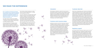 WE MAKE THE DIFFERENCE
PA is a consulting, technology and innovation
firm. We define success as achieving exceptional
results that have a lasting impact on businesses,
communities and individuals worldwide. This
principle has remained the cornerstone of our
ethos for over 70 years — and it continues to
underpin everything we do.
Our clients choose us because we challenge
convention to find the solutions that really work
— in practice, not just on paper. Then we roll up
our sleeves and get the job done.
In the changing world of retirement, we are
the fitness coach to the successful freedom
fighters. We bring a pedigree in innovation to a
market that sorely needs it. We inject rigour into
business design and partner selection, making
omni-channel customer experiences a reality.
And we can make change quicker, in a market
attracting agile new entrants.
Our team of Retirement specialists boasts several
decades of industry and consulting experience,
as well as a healthy mix of tech savvy ‘bright
young things’ bringing a new perspective. We
know what it’s like to be fire-fighting today’s
issues whilst shaping the future, and we know
how hard it is to look outside the building
when the inside requires your daily attention.
We’ve identified four areas where we know we
can make the difference in the Freedom and
Choice market. To find out more, please visit
www.paconsulting.com or call 020 7333 6171.
Innovation
PA’s heritage in innovation is unique. Our track record in
technology innovation is extensive, and its application within
financial services is already tried and tested. We’ve pulled
together our best facilitators and developed an innovation
approach specifically tailored to the opportunities in the
retirement market post F-Day. Typically the approach is
centred on a 1-2 day executive-level workshop at our
Technology Centre outside Cambridge.
Regulatory support
We recognise that the retirement market has been, and will
probably continue to be, a regulatory minefield. Planning
your path through often unclear, changing rules in advice
and guidance is one of several challenges that the industry
faces. PA works extensively with the PRA and FCA, as well
as other governmental bodies in the retirement space. Our
unique insights into the minds of the regulators means we can
better inform and assist industry players in both delivery and
assurance activities.
Customer data hub
Data is key to understanding your customers and delivering
a tailored experience to them. PA’s team of data scientists is
adept at providing both analysis and deployable analytical
tools to do this, using a pragmatic approach that delivers
benefits quickly. In particular, our customer data hub can read
data from multiple existing systems, combine with external
data (including social) and provide a single customer view, all
for the fraction of the cost of a full CRM implementation. Our
clients are using such deployments to map the journeys of their
customers through different channels and systems. Similarly,
we can help you select from a range of innovative vendors such
as FacilityLive, who apply semantic search approaches to index
and present customer data from multiple sources. And we also
have a special relationship with Google, developing enterprise
cloud solutions and maximising the opportunities from
Google Analytics.
Customer-centric business design
Retirement providers across the UK agree that creating a
compelling customer experience is essential for success
post F-Day. PA’s Business Design approach was developed
in conjunction with Henley Business School, where we
have trained over 200 consultants since its inception
in 2012. It provides a proven framework for identifying
target customer segments, designing a needs-based
experience and then defining the process, people and
technology components that enable its delivery. Key to
this is a capability-based assessment of sourcing options
which, combined with our extensive network of Fintech
relationships, can provide the blueprint for your
future business.
2322 THE FUTURE OF FREEDOM THE FUTURE OF FREEDOM
 