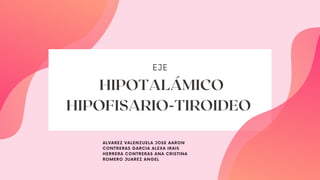 HIPOTALÁMICO
HIPOFISARIO-TIROIDEO
EJE
ALVAREZ VALENZUELA JOSE AARON
CONTRERAS GARCIA ALEXA IRAIS
HERRERA CONTRERAS ANA CRISTINA
ROMERO JUAREZ ANGEL
 