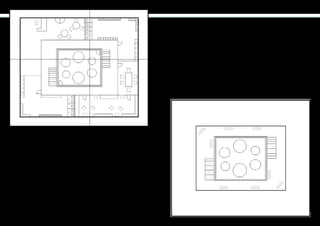 Year 2, Semester 3
WATER
AIR
&
The objectives of this semester were to create a meditation centre with two nat-
ural elements. The elements that I chose are Water and Air, which are for me the
most two important things we all need in life.
The meditation room that i have designed is made of glass. It is horizontally
separated with the upper side filled up with water and in the lower side hot air is
circulating. Columns of different sizes are installed in the room where thick glass
balloons are going up and down in them.The aim of these balloons is that people
can travel in them through two elements while meditating. The time of the travel
may vary between 20-30 minutes and once finished, yogis can continue to med-
itate in the hot room.
These two plans are drawn at 1:50 showing the whole meditation centre (on the
left it is the ground level, on the right it is the first and second levels).
 
