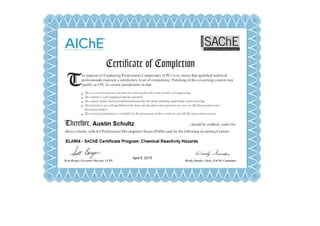 Certificate for AICHE