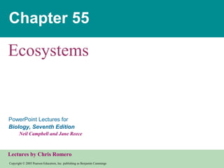 Copyright © 2005 Pearson Education, Inc. publishing as Benjamin Cummings
PowerPoint Lectures for
Biology, Seventh Edition
Neil Campbell and Jane Reece
Lectures by Chris Romero
Chapter 55
Ecosystems
 