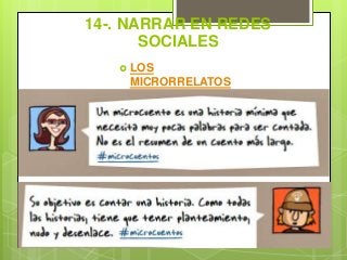 14-. NARRAR EN REDES
SOCIALES
 LOS
MICRORRELATOS
 