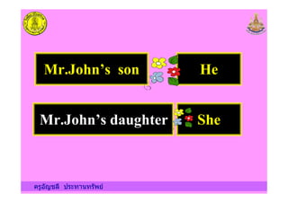 Mr.John s son He
ครูอัญชลี ประทานทรัพย
Mr.John s daughter She
 