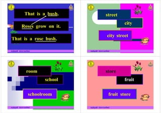 That is a bush.
Roses grow on it.
ครูอัญชลี ประทานทรัพย
Roses grow on it.
That is a rose bush.
city
street
ครูอัญชลี ประทานทรัพย
city street
school
room
ครูอัญชลี ประทานทรัพย
schoolroom
fruit
store
ครูอัญชลี ประทานทรัพย
fruit store
 