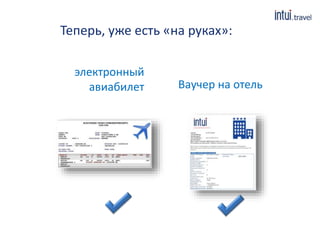 Теперь, уже есть «на руках»:
электронный
авиабилет Ваучер на отель
 