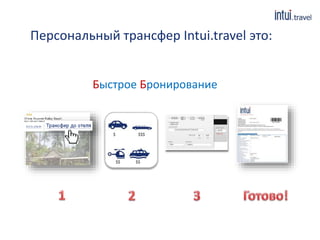 Персональный трансфер Intui.travel это:
Быстрое Бронирование
$ $$$
$$ $$
 