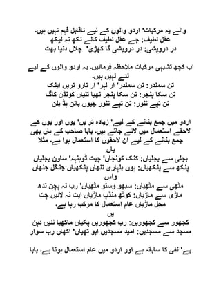 ‫والے‬‫ی‬‫مرکبات‬ ‫ہ‬'‫ل‬ ‫کے‬ ‫والوں‬ ‫اردو‬‫ی‬‫نہ‬ ‫فہم‬ ‫ناقابل‬ ‫ے‬‫ی‬‫ہ‬ ‫ں‬‫ی‬‫ں‬‫۔‬
‫لط‬ ‫عقل‬‫ی‬‫ف‬:‫لط‬ ‫عقل‬ ‫جے‬‫ی‬‫ل‬ ‫نہ‬ ‫لکھ‬ ‫کالے‬ ‫ف‬‫ی‬‫کھ‬
‫درو‬ ‫در‬‫ی‬‫ش‬‫ی‬:‫درو‬ ‫در‬‫ی‬‫ش‬‫ی‬‫کھڑ‬ ‫گا‬‫ی‬'‫دن‬ ‫چالں‬‫ی‬‫بھت‬ ‫ا‬
‫تشبہ‬ ‫کچھ‬ ‫اب‬‫ی‬‫فرمائ‬ ‫مالحظہ‬ ‫مرکبات‬‫ی‬‫ں‬‫۔‬‫ی‬‫ل‬ ‫کے‬ ‫والوں‬ ‫اردو‬ ‫ہ‬‫ی‬‫ے‬
‫نہ‬ ‫نئے‬‫ی‬‫ہ‬ ‫ں‬‫ی‬‫ں‬‫۔‬
‫سمندر‬ ‫تن‬:‫سمندر‬ ‫تن‬'‫ار‬‫لہر‬'‫تر‬ ‫تارو‬ ‫ار‬‫ی‬‫ا‬ ‫ں‬‫ی‬‫نک‬
‫پنجر‬ ‫سکا‬ ‫تن‬:‫تھ‬ ‫پنجر‬ ‫سکا‬ ‫تن‬‫ی‬‫ت‬ ‫ا‬‫ی‬‫کاگ‬ ‫کونڈن‬ ‫اں‬
‫تنور‬ ‫تپے‬ ‫تن‬:‫ج‬ ‫تنور‬ ‫تپے‬ ‫تن‬‫ی‬‫ن‬ ‫ب‬ ‫ہڈ‬ ‫بالن‬ ‫وں‬
‫م‬ ‫اردو‬‫ی‬‫ل‬ ‫کے‬ ‫بنانے‬ ‫جمع‬ ‫ں‬‫ی‬‫ے‬'‫ز‬‫ی‬‫تر‬ ‫ادہ‬‫ی‬‫ں‬'‫ی‬‫اور‬ ‫وں‬‫ی‬‫کے‬ ‫وں‬
‫م‬ ‫استعمال‬ ‫الحقے‬‫ی‬‫ہ‬ ‫جاتے‬ ‫الئے‬ ‫ں‬‫ی‬‫ں‬‫۔‬‫بھ‬ ‫ہاں‬ ‫کے‬ ‫صاحب‬ ‫بابا‬‫ی‬
‫ل‬ ‫کے‬ ‫بنانے‬ ‫جمع‬‫ی‬‫استع‬ ‫کا‬ ‫الحقوں‬ ‫ان‬ ‫ے‬‫ہے‬ ‫ہوا‬ ‫مال‬‫۔‬‫مثال‬
‫ی‬‫اں‬
‫بج‬‫ی‬‫بج‬ ‫سے‬‫ی‬‫اں‬:‫کونجاں‬ ‫کنک‬'‫چ‬‫ی‬‫ڈوہنہہ‬ ‫ت‬'‫بج‬ ‫ساون‬‫ی‬‫اں‬
‫پنکھ‬ ‫سے‬ ‫پنکھ‬‫ی‬‫اں‬:‫ہار‬ ‫ب‬ ‫ہوں‬‫ی‬‫پنکھ‬ ‫تنھاں‬‫ی‬‫جنھاں‬ ‫جنگل‬ ‫اں‬
‫واس‬
‫مٹھ‬‫ی‬‫مٹھ‬ ‫سے‬‫ی‬‫اں‬:‫مٹھ‬ ‫وستو‬ ‫سبھو‬‫ی‬‫اں‬'‫تدھ‬ ‫پچن‬ ‫نہ‬ ‫رب‬
‫ماڑ‬‫ی‬‫ماڑ‬ ‫سے‬‫ی‬‫اں‬:‫ماڑ‬ ‫منڈپ‬ ‫کوٹھ‬‫ی‬‫ا‬ ‫اں‬‫ی‬‫الئ‬ ‫نہ‬ ‫ت‬‫ی‬‫چت‬ ‫ں‬
‫ماڑ‬ ‫محل‬‫ی‬‫مرک‬ ‫کا‬ ‫استعمال‬ ‫عام‬ ‫اں‬‫ہے‬ ‫رہا‬ ‫ب‬‫۔‬
‫ی‬‫ں‬
‫کجھور‬ ‫سے‬ ‫کجھور‬‫ی‬‫ں‬:‫کجھور‬ ‫رب‬‫ی‬‫پک‬ ‫ں‬‫ی‬‫ماکھ‬ ‫اں‬‫ی‬‫نئ‬ ‫ا‬‫ی‬‫دہن‬ ‫ں‬
‫مسجد‬ ‫سے‬ ‫مسجد‬‫ی‬‫ں‬:‫ام‬‫ی‬‫مسجد‬ ‫د‬‫ی‬‫تھ‬ ‫ابو‬ ‫ں‬‫ی‬‫اں‬'‫سوار‬ ‫رب‬ ‫اکھاں‬
‫بے‬'‫نف‬‫ی‬‫م‬ ‫اردو‬ ‫اور‬ ‫ہے‬ ‫سابقہ‬ ‫کا‬‫ی‬‫ہے‬ ‫ہوتا‬ ‫استعمال‬ ‫عام‬ ‫ں‬‫۔‬‫بابا‬
 
