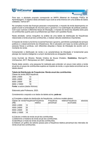 Compreender a distribuição de renda e as características da tributação