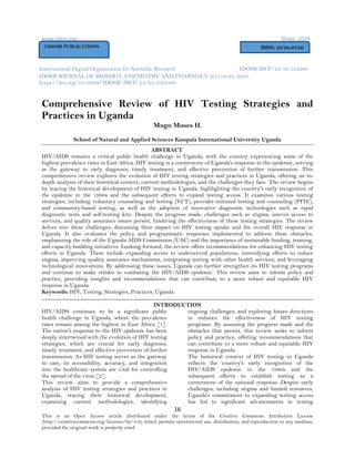 Comprehensive Review of HIV Testing Strategies and Practices in Uganda ...