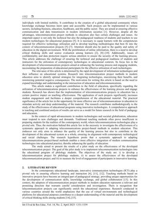 Telecommunication project methods as an effective tool in modern ...