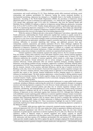 Understanding emotion regulation strategies in female adolescents with ...