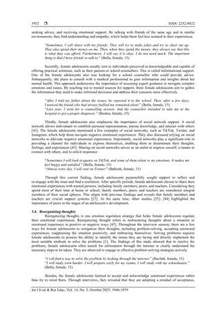 Understanding emotion regulation strategies in female adolescents with ...