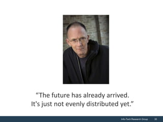 “The future has already arrived.
It's just not evenly distributed yet.”
                                 Info-Tech Research Group   35
 