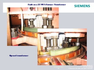 Alexander Santos R.
ET TR SCMQM
© Siemens AG 2009. All rights reserved.52
NOVIEMBRE 2010
Opened transformer
Fault on a 25 MVA Furnace Transformer
 