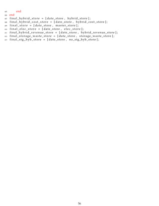 405 end
406 end
407 final_hybrid_store = [ date_store , hybrid_store ] ;
408 final_hybrid_cost_store = [ date_store , hybrid_cost_store ] ;
409 f i n a l _ s t o r e = [ date_store , master_store ] ;
410 f i n a l _ e l e c _ s t o r e = [ date_store , elec_store ] ;
411 final_hybrid_revenue_store = [ date_store , hybrid_revenue_store ] ;
412 final_storage_waste_store = [ date_store , storage_waste_store ] ;
413 final_stg_hyb_store = [ date_store , no_stg_hyb_store ] ;
56
 