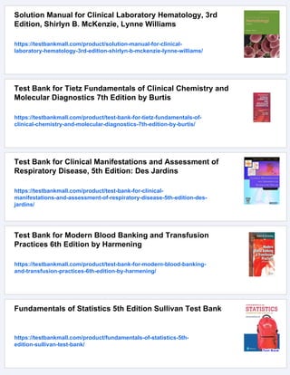 Test Bank for Clinical Hematology and Fundamentals of Hemostasis, 5th ...