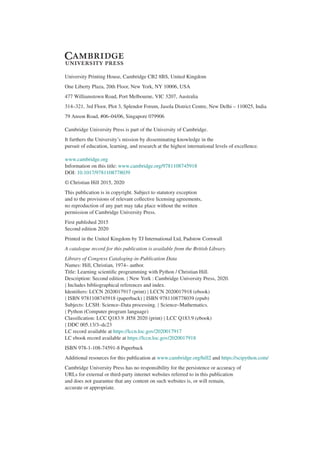 Comprehensive Guide to Scientific Programming with Python | PDF