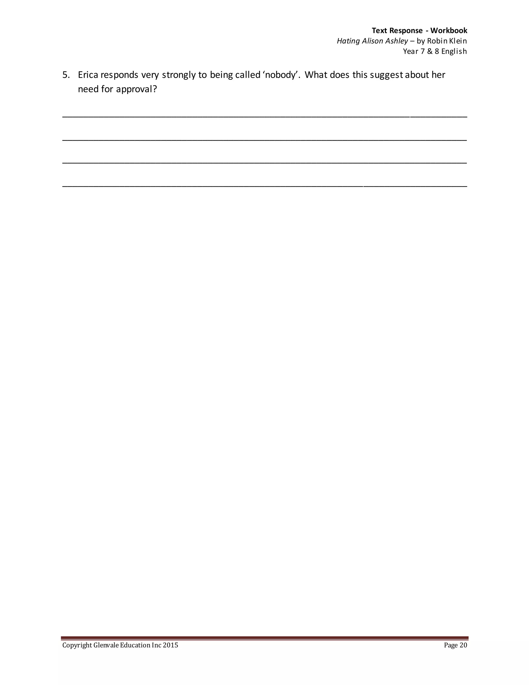 A Study Guide to Hating Alison Ashley | DOCX